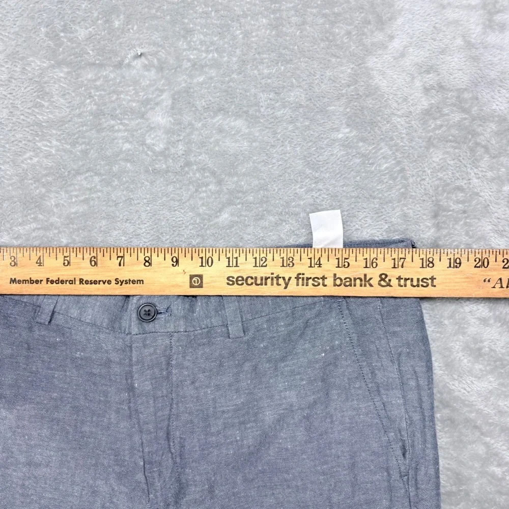 Banana Republic Aiden Chino Pants Mens 35x30 Blue Grey Linen Cotton Blend Slim